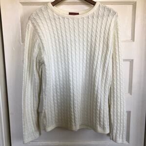 Vintage Worthington Cable Knit Sweater Medium Petite Cream 90s Minimalist Preppy